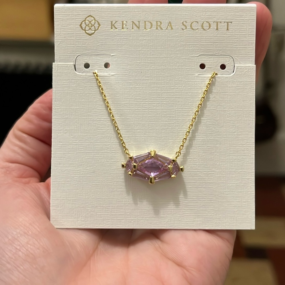Kendra Scott Lindy Rae necklace. Gold chain with purple gemstone. Never worn.